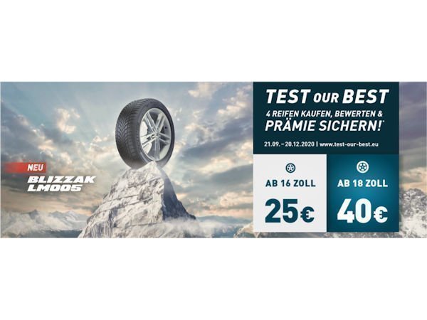 Bridgestone startet Winter-Prämienaktion TEST OUR BEST